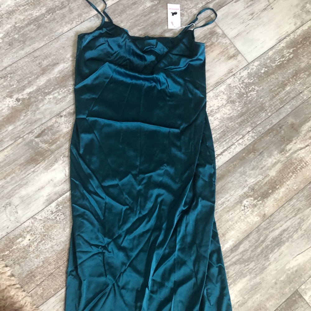 Emerald satin dress